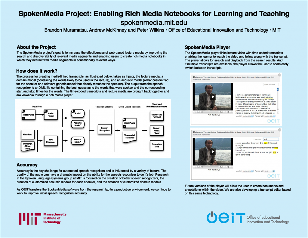 SpokenMedia Poster at 2010 Hewlett Grantees Meeting